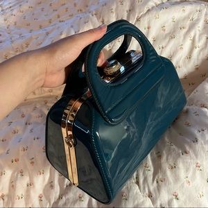 Vintage style faux patent leather vinyl bag